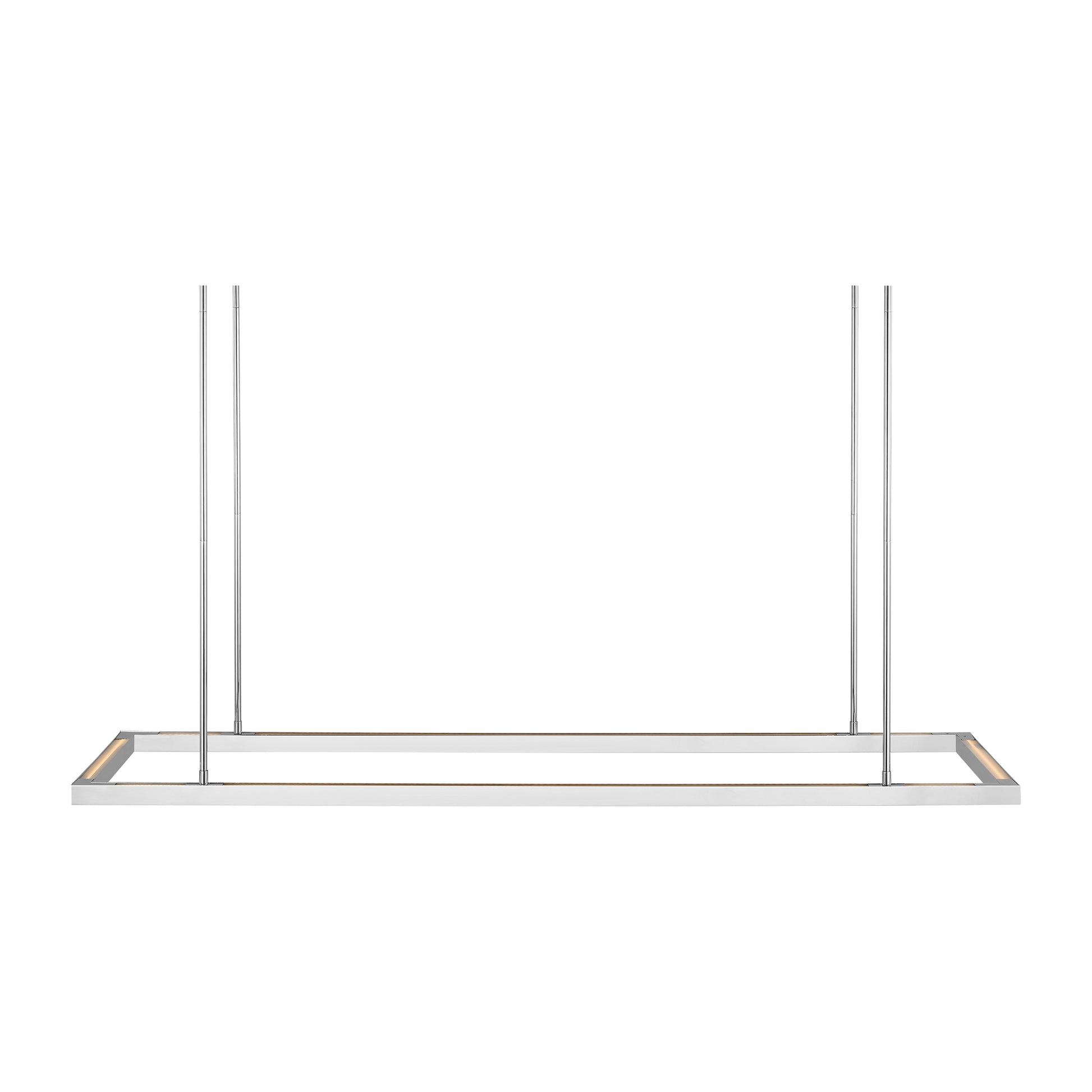 Stagger Halo 50 stainless steel chandelier in modern dining room setting