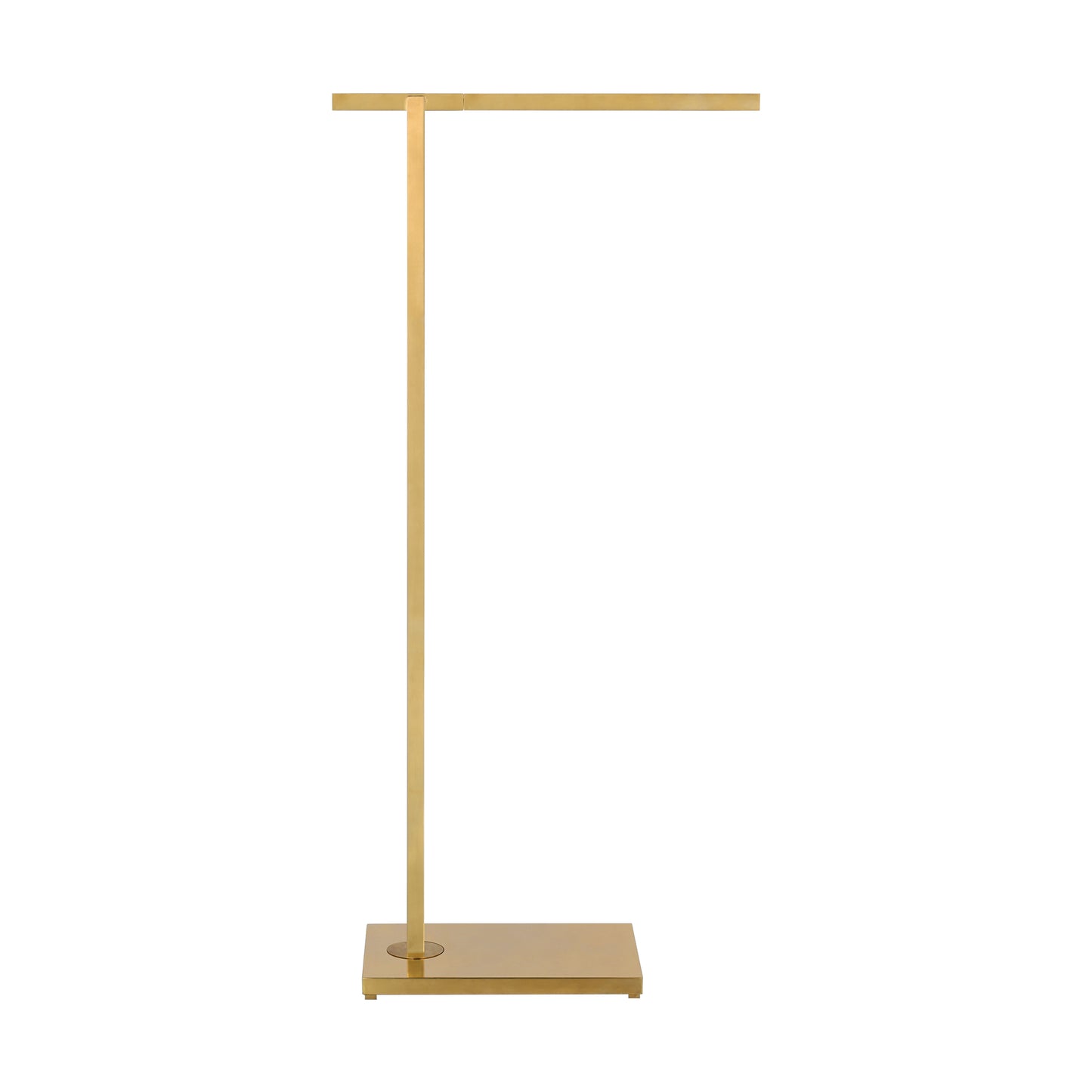 Modern architectural floor lamp in natural brass with acrylic shade