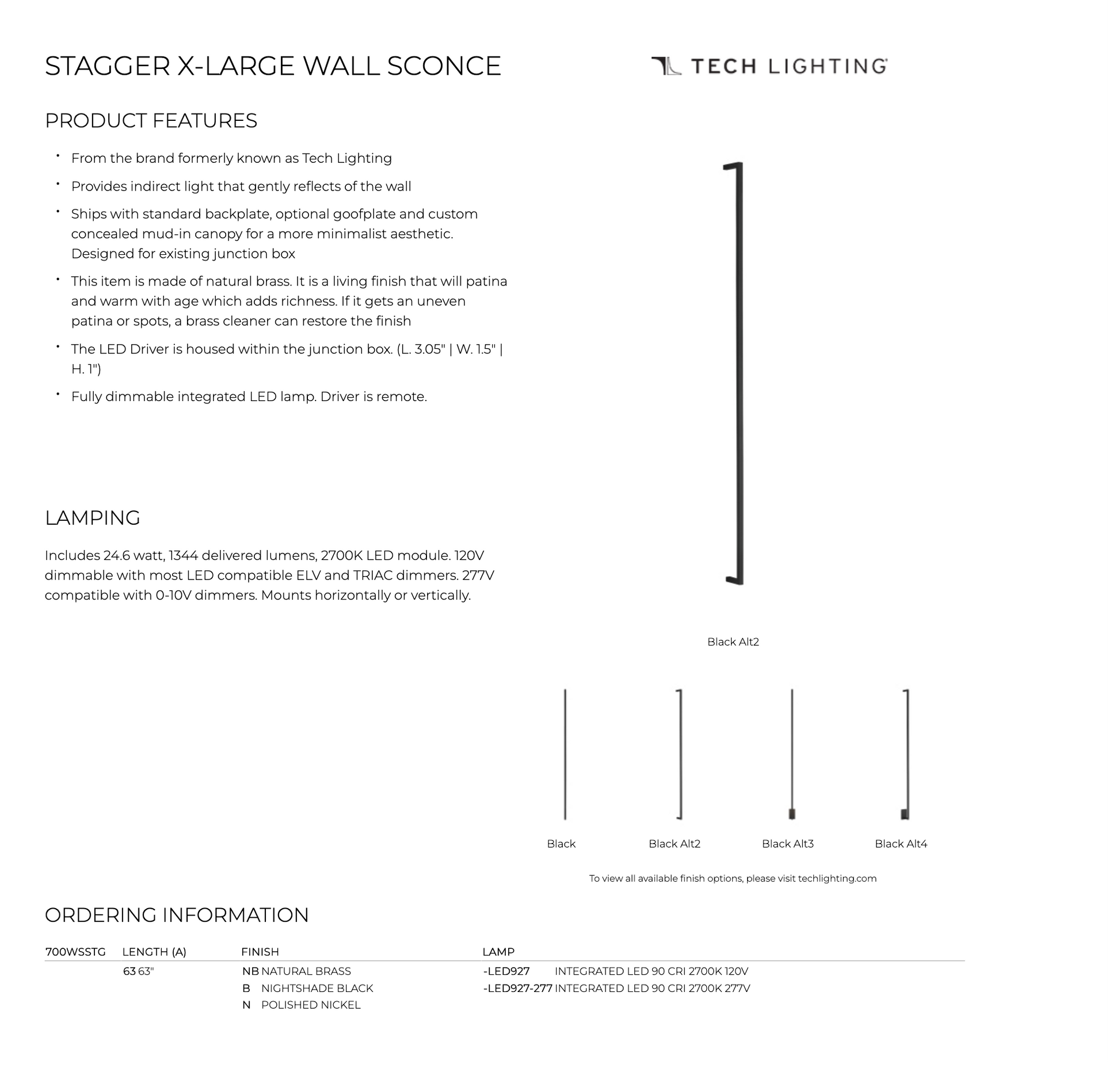 64-inch Stagger Wall Sconce LED Light by Visual & Comfort & Co