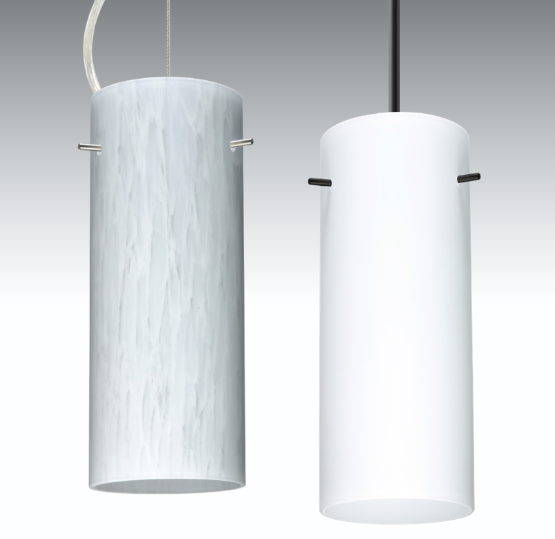 Handcrafted Carrera and Opal Matte glass pendant shades designed to provide soft ambient lighting in contemporary interiors