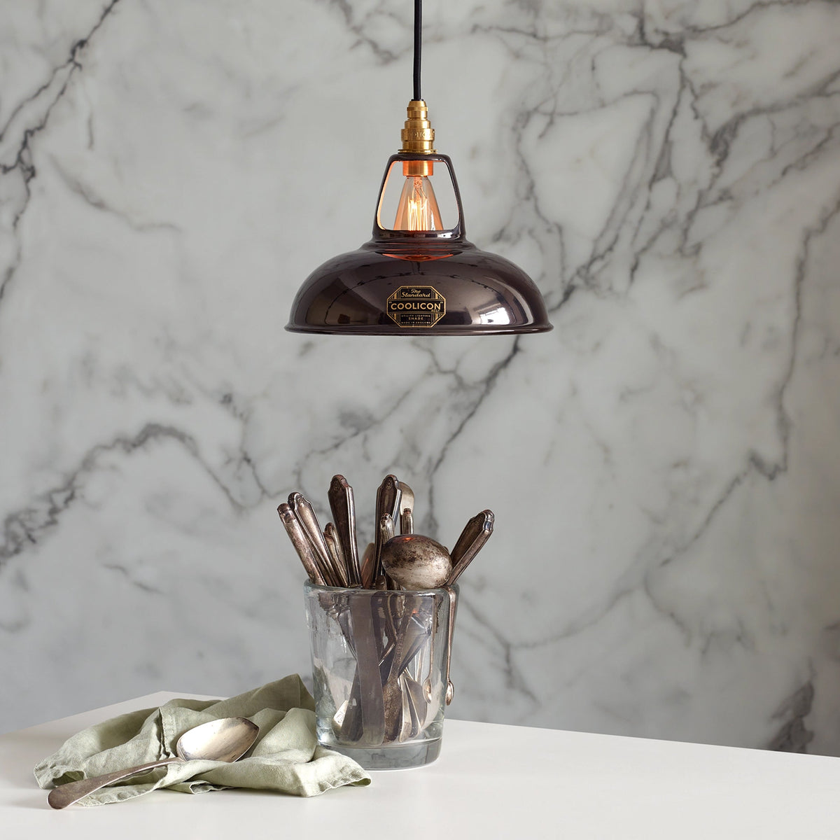 Coolicon Original Pendant light, pewter vitreous enamel (photo 6)