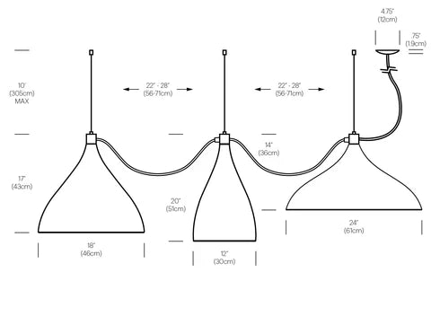 Pablo Designs Swell Xl String 3 Mixed Pendant Light 
