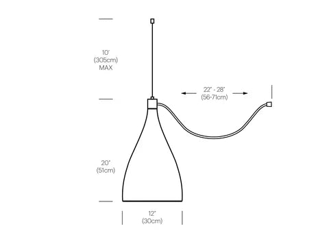 Pablo Designs Swell String Single XL Narrow Pendant Light alternate angle highlighting design profile