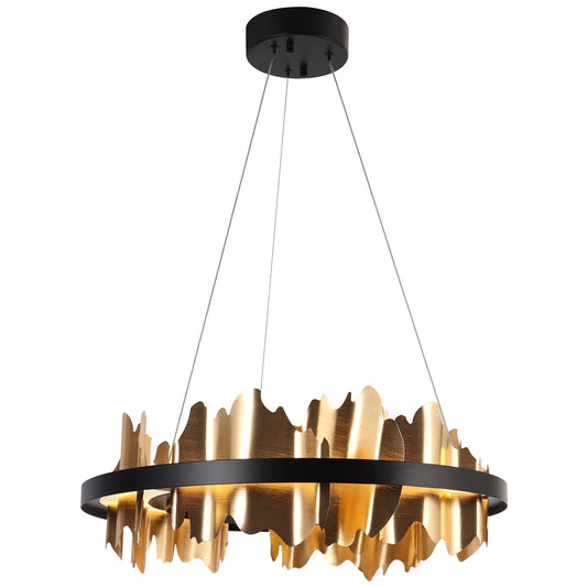 Synthienniser 23 5 Gold Leaf And Black LED Chandelier - LNC Home