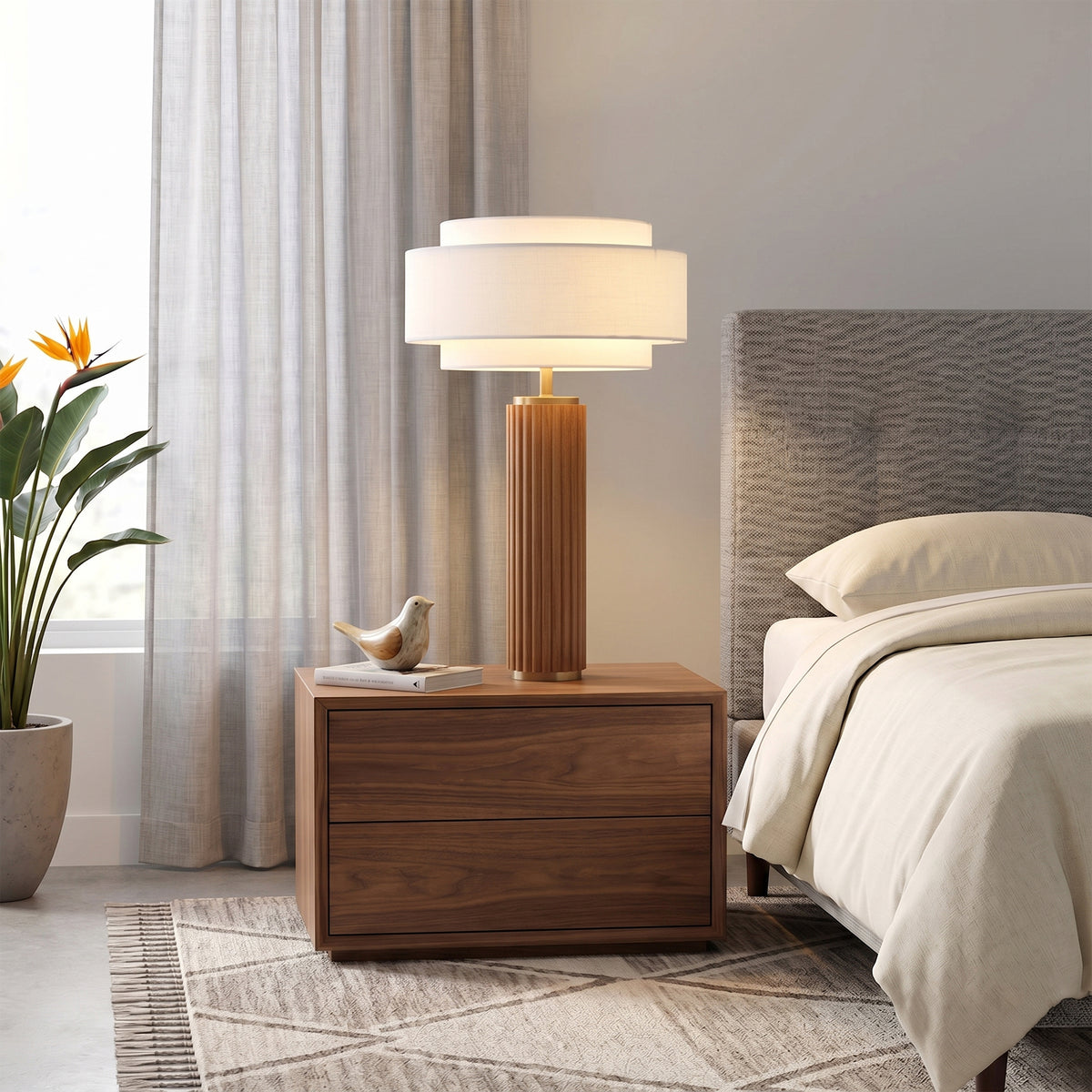 Tambo Table Lamp, Coronado Linen Shade by Nova of California – view 3
