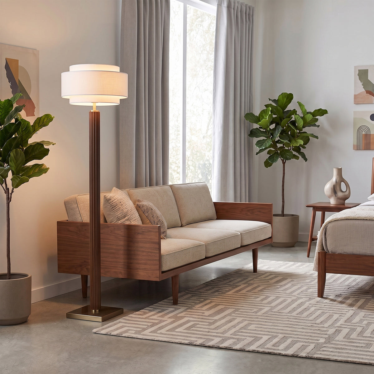 Tambo Floor Lamp, Coronado Linen Shade by Nova of California – view 3