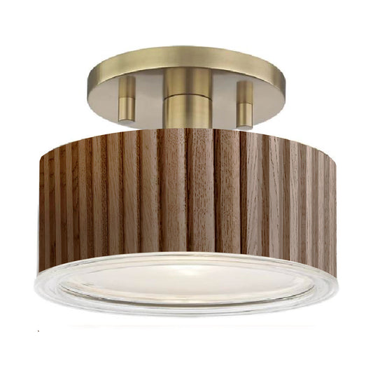 Tambo Semi Flush Mount Ceiling Light Dark Walnut Wood Weathered Brass 3610832Db by Nova California