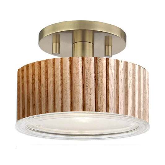 Tambo Semi Flush Mount Ceiling Light Natural Ash Wood Weathered Brass 3610832Lw by Nova California