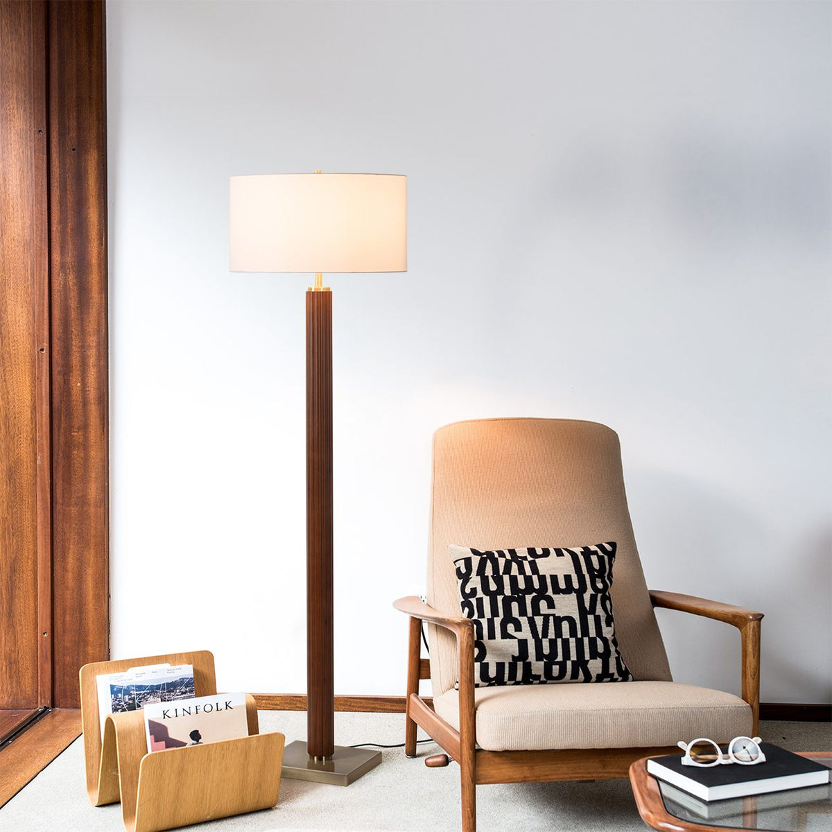 Tambo Floor Lamp, Walnut and Brass by Nova of California – view 2