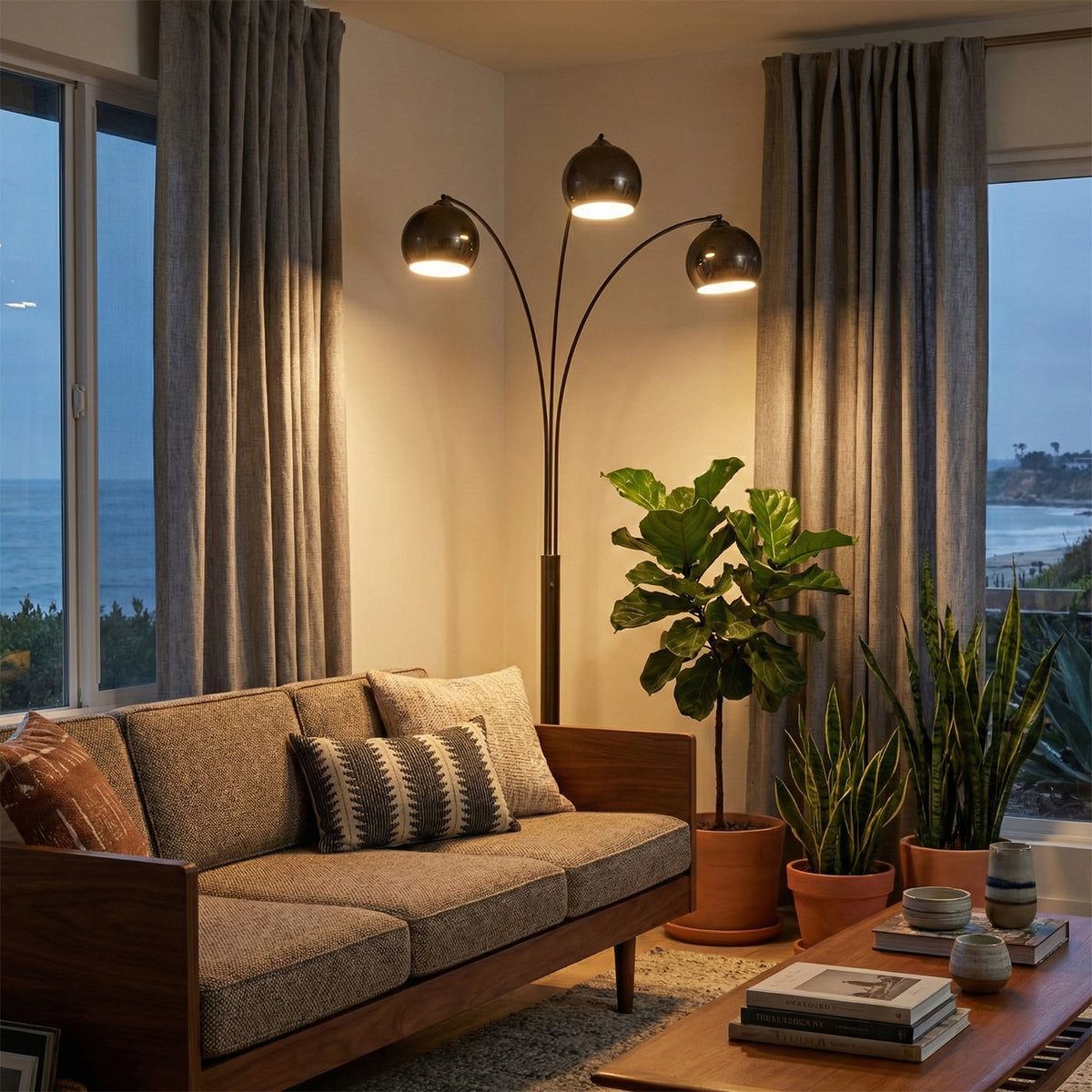 Original 1962 Triplet 3-Light Arc Floor Lamp by Nova of California – view 4