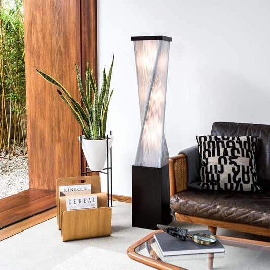 Torque Accent Floor Lamp 54 Tall Base Espresso Wood Silver Strings 11038 by Nova California