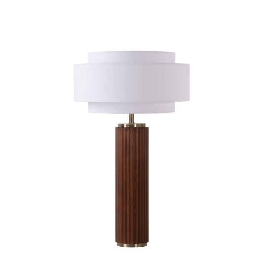 Tambo Table Lamp, Coronado Linen Shade by Nova of California, Dark Walnut – view 1