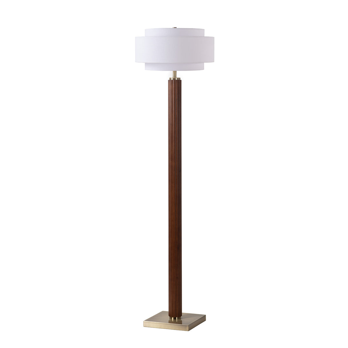 Tambo Floor Lamp, Coronado Linen Shade by Nova of California, Dark Walnut – view 2