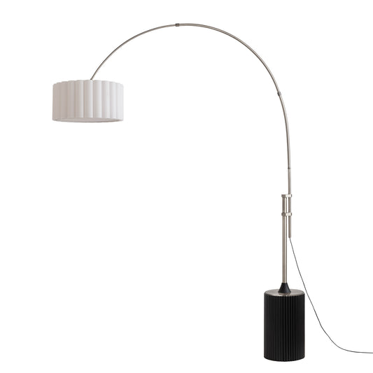 Tambo Scallop Adjustable Arc Lamp by Nova of California, Satin Nickel body, Black Oak base – view 1