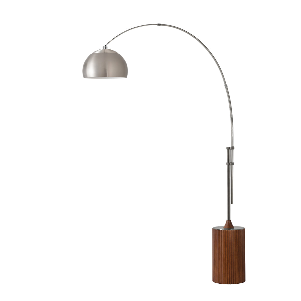 Tambo Half Dome Adjustable Arc Lamp by Nova of California, Satin Nickel shade, Satin Nickel body, Dark Walnut base – view 26