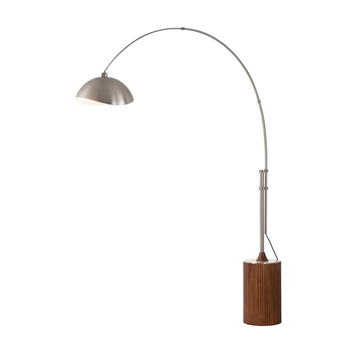 Tambo Luna Bella Adjustable 1-Light Arc Lamp by Nova of California, Satin Nickel shade, Satin Nickel body, Dark Walnut base – view 5