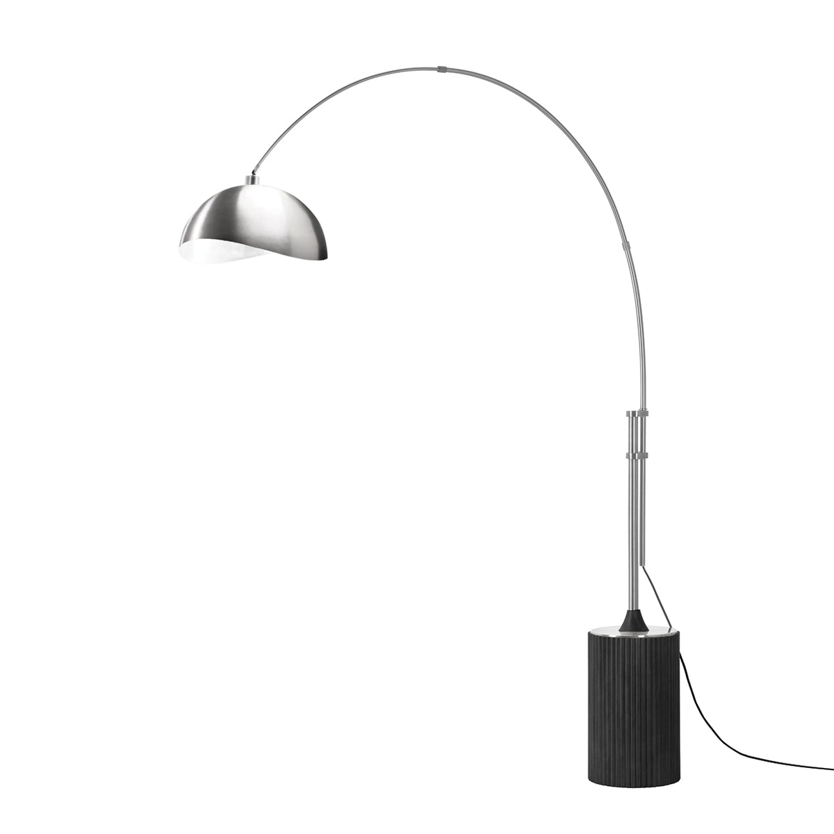 Tambo Luna Bella Adjustable 1-Light Arc Lamp by Nova of California, Satin Nickel shade, Satin Nickel body, Black Oak base – view 2