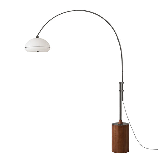 Tambo Morelli Adjustable Arc Lamp by Nova of California, Black Nickel shade, Black Nickel body, Dark Walnut base – view 1
