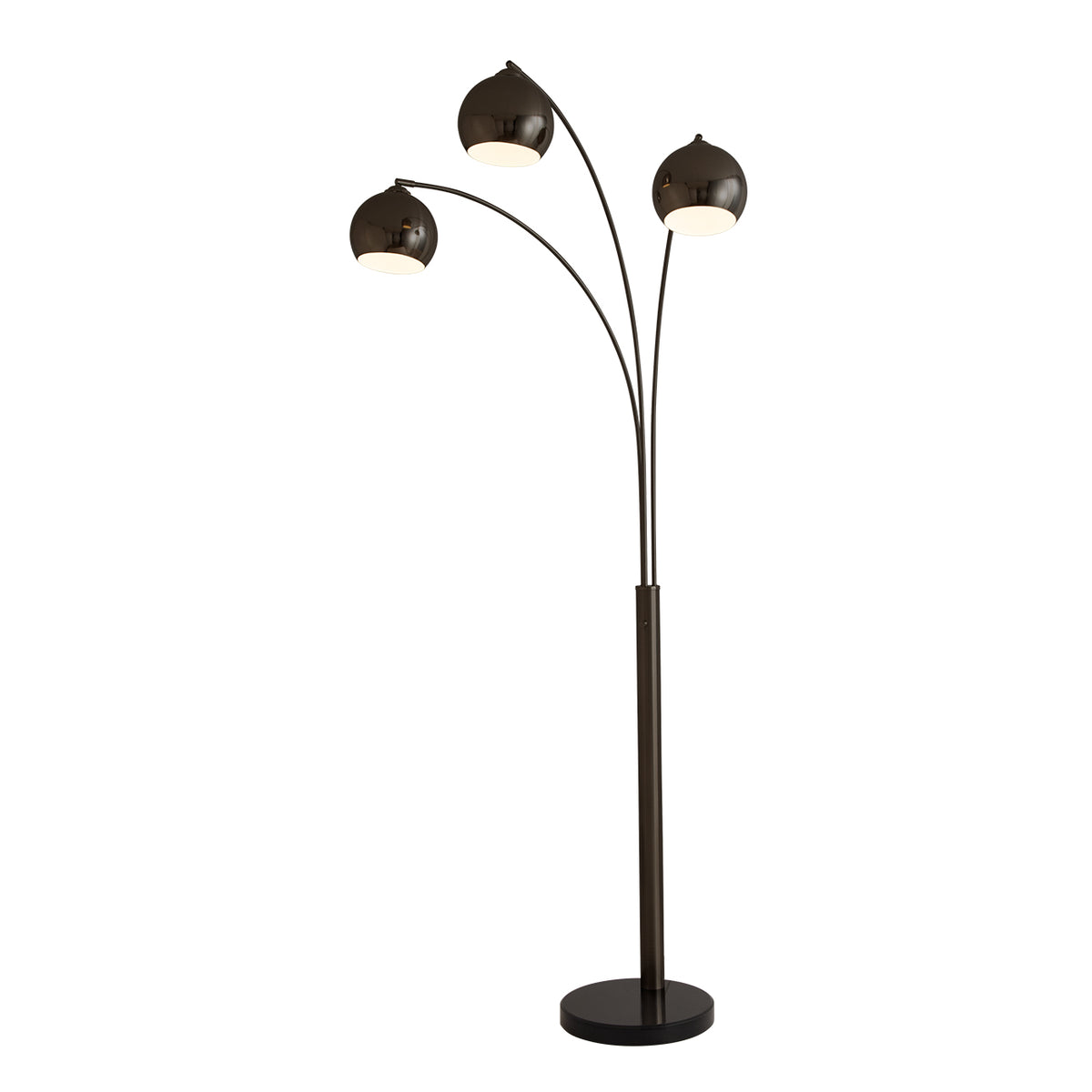 Original 1962 Triplet 3-Light Arc Floor Lamp by Nova of California, Black Nickel – view 2