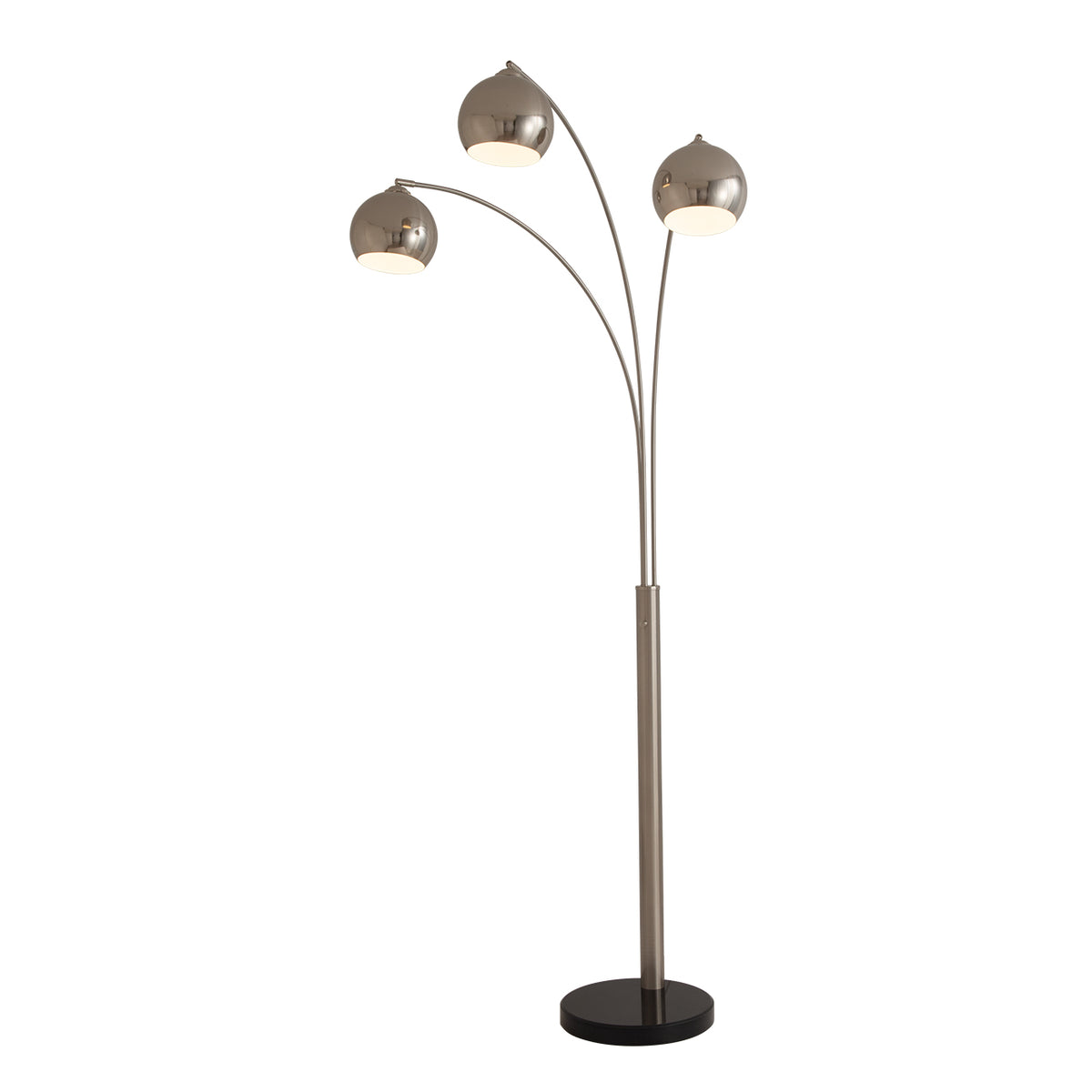 Original 1962 Triplet 3-Light Arc Floor Lamp by Nova of California, Satin Nickel – view 9