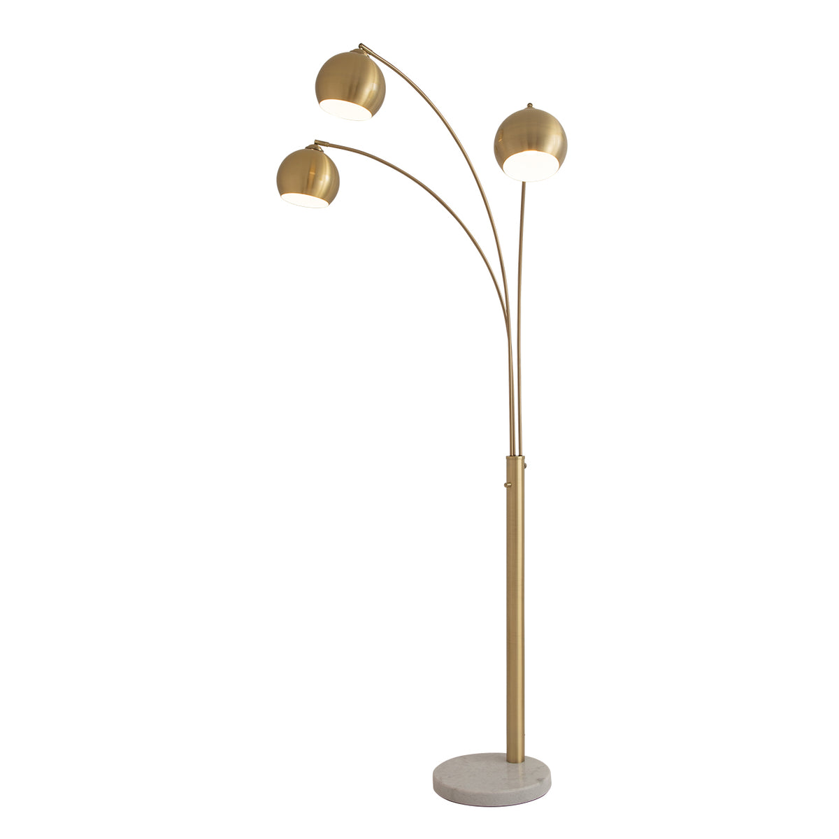 Original 1962 Triplet 3-Light Arc Floor Lamp by Nova of California, Weathered Brass – view 1