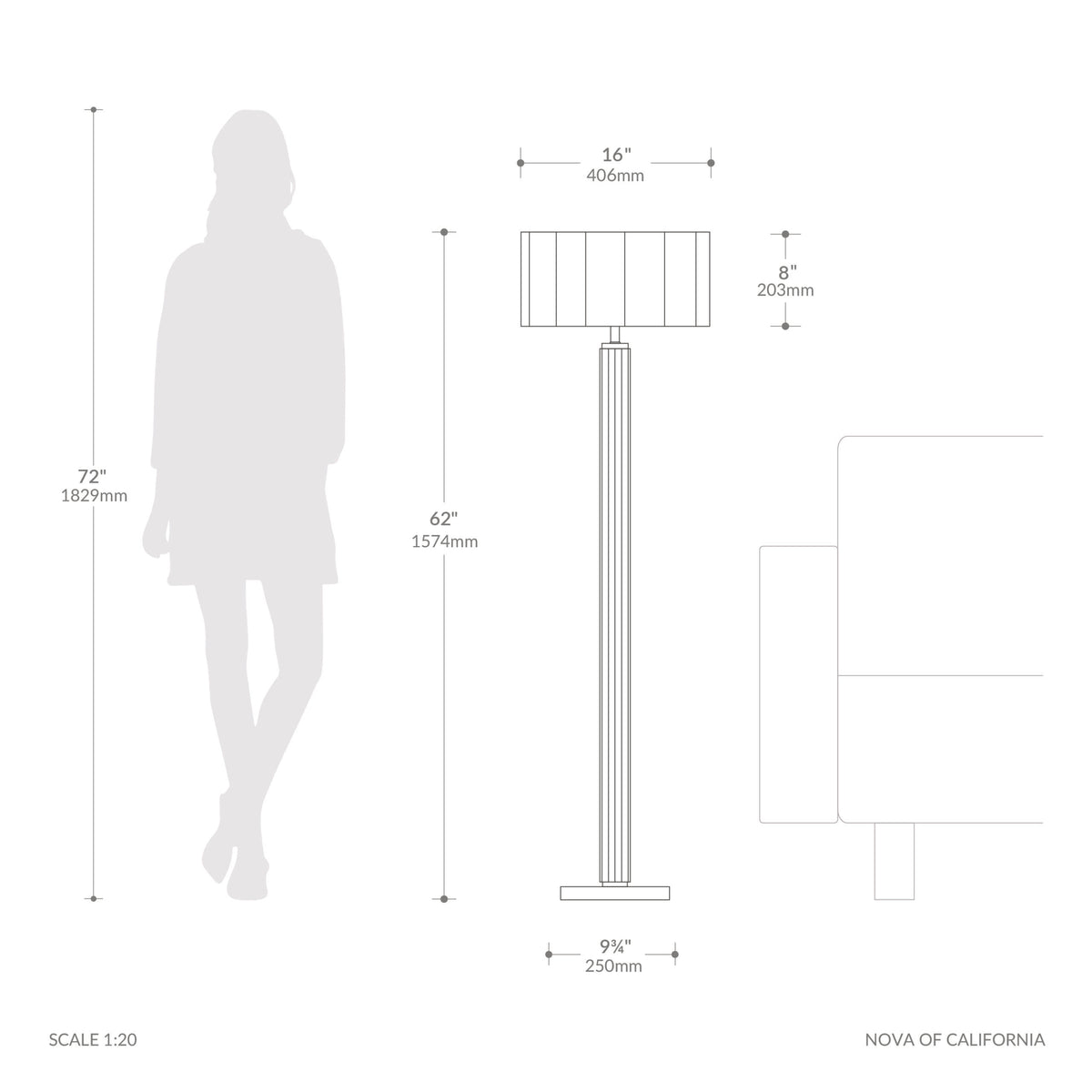 Tambo Floor Lamp, Scallop Shade by Nova of California – view 4