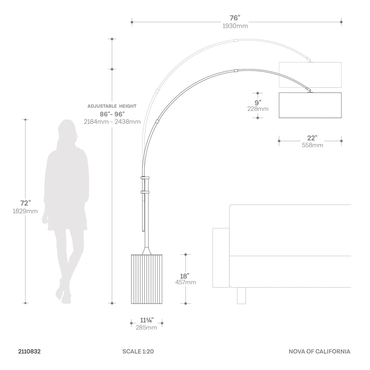 Tambo Adjustable Arc Lamp by Nova of California – view 4