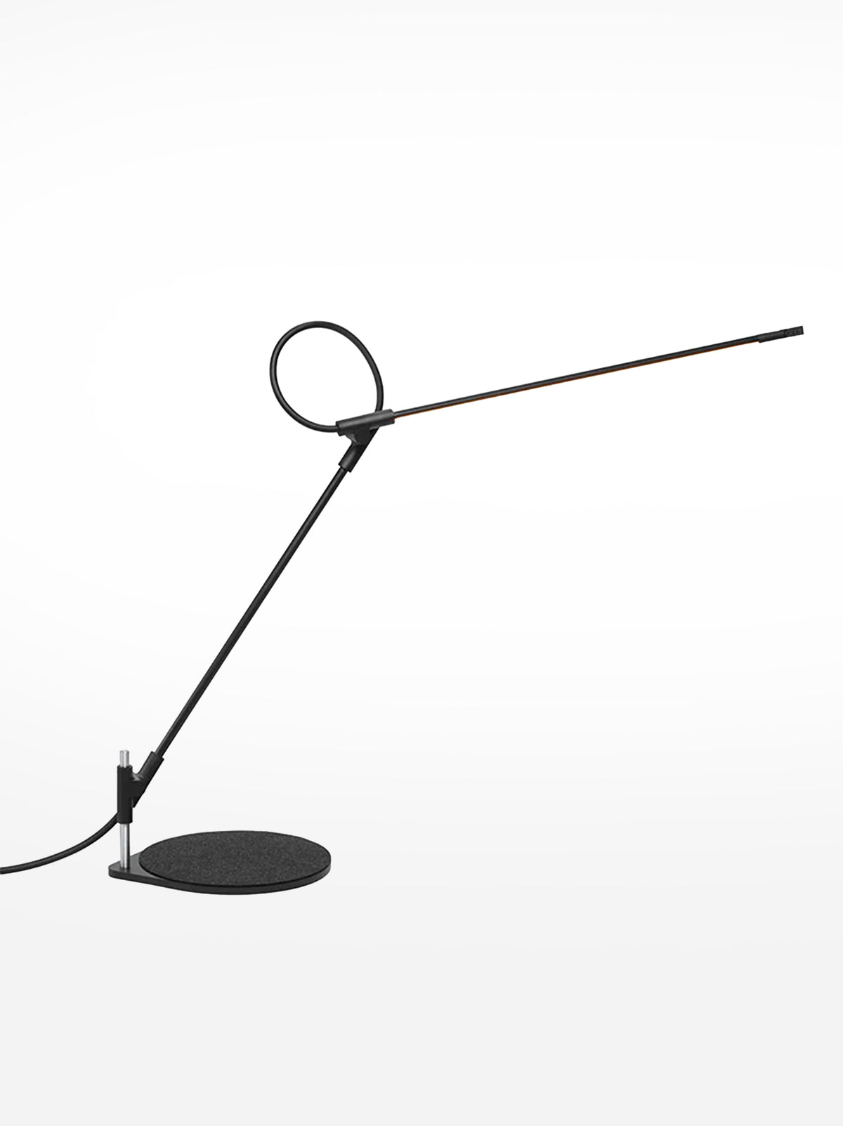 Superlight table lamp in black on a plain background