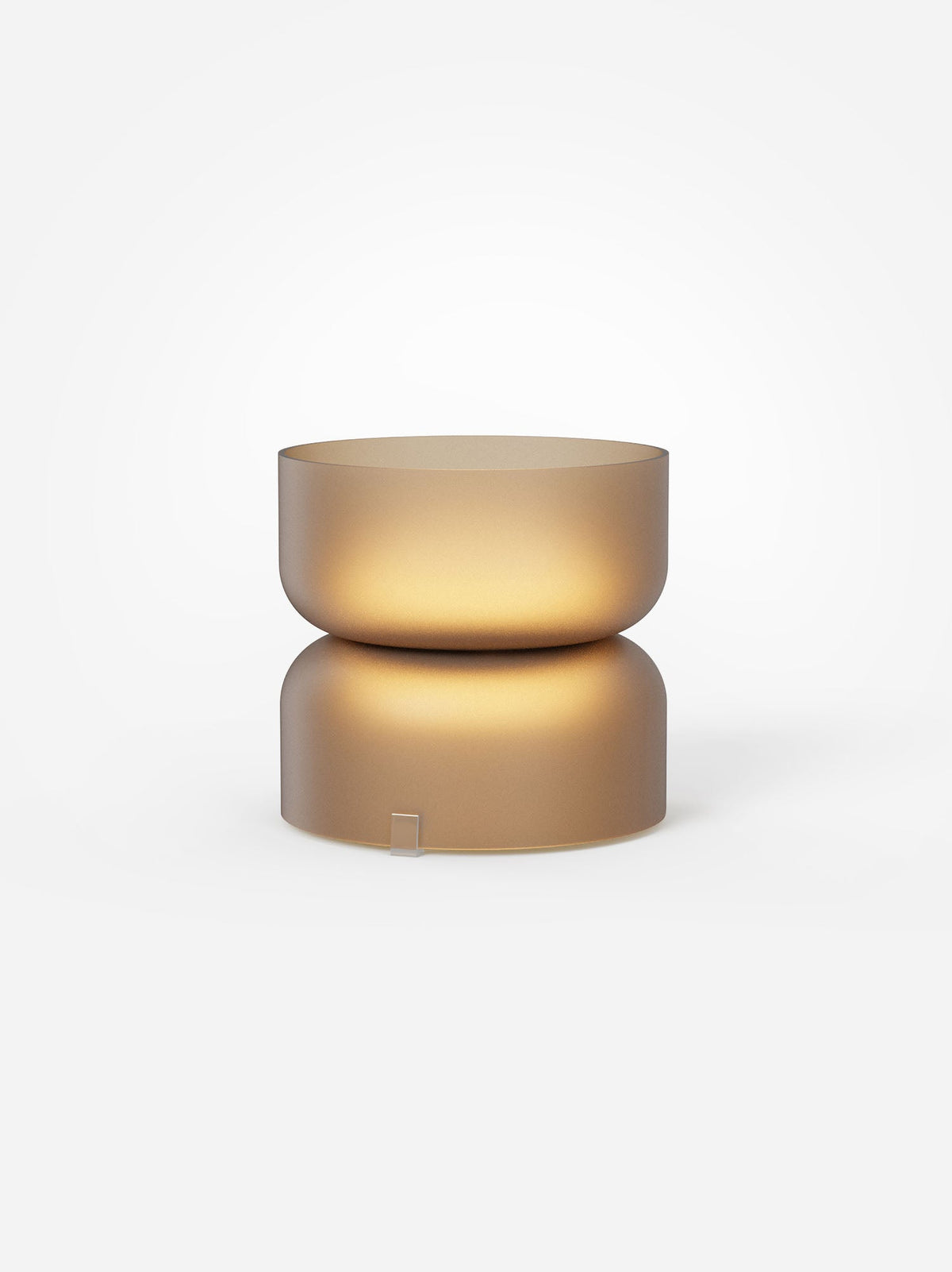 Amber etched glass Totem Mini table lamp, studio view