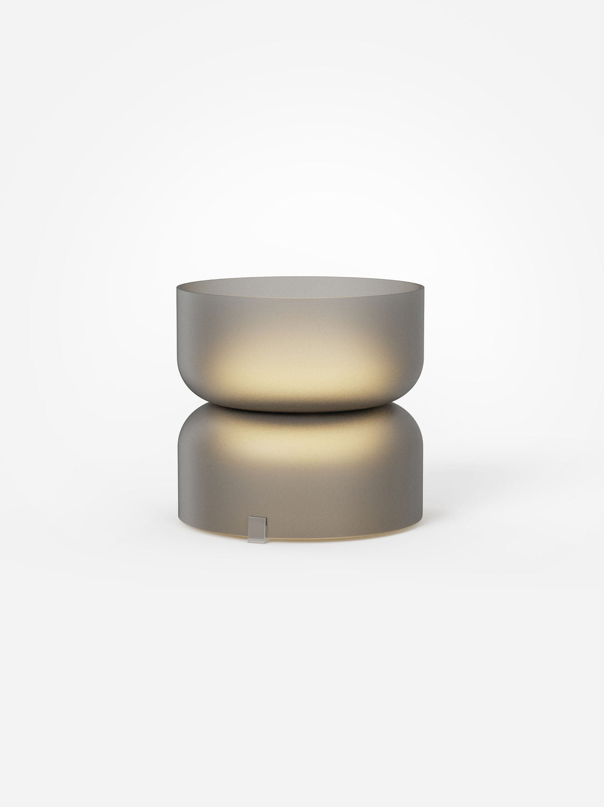 Smoke etched glass Totem Mini table lamp, studio view