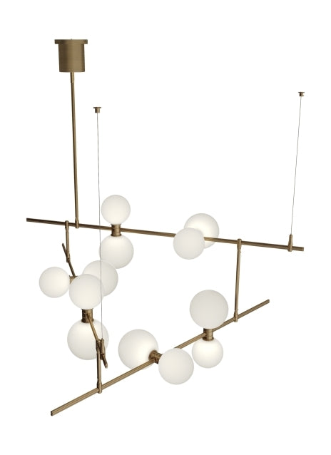 Modernrail Chandelier 2 Glass Orbs by Visual & Comfort & Co