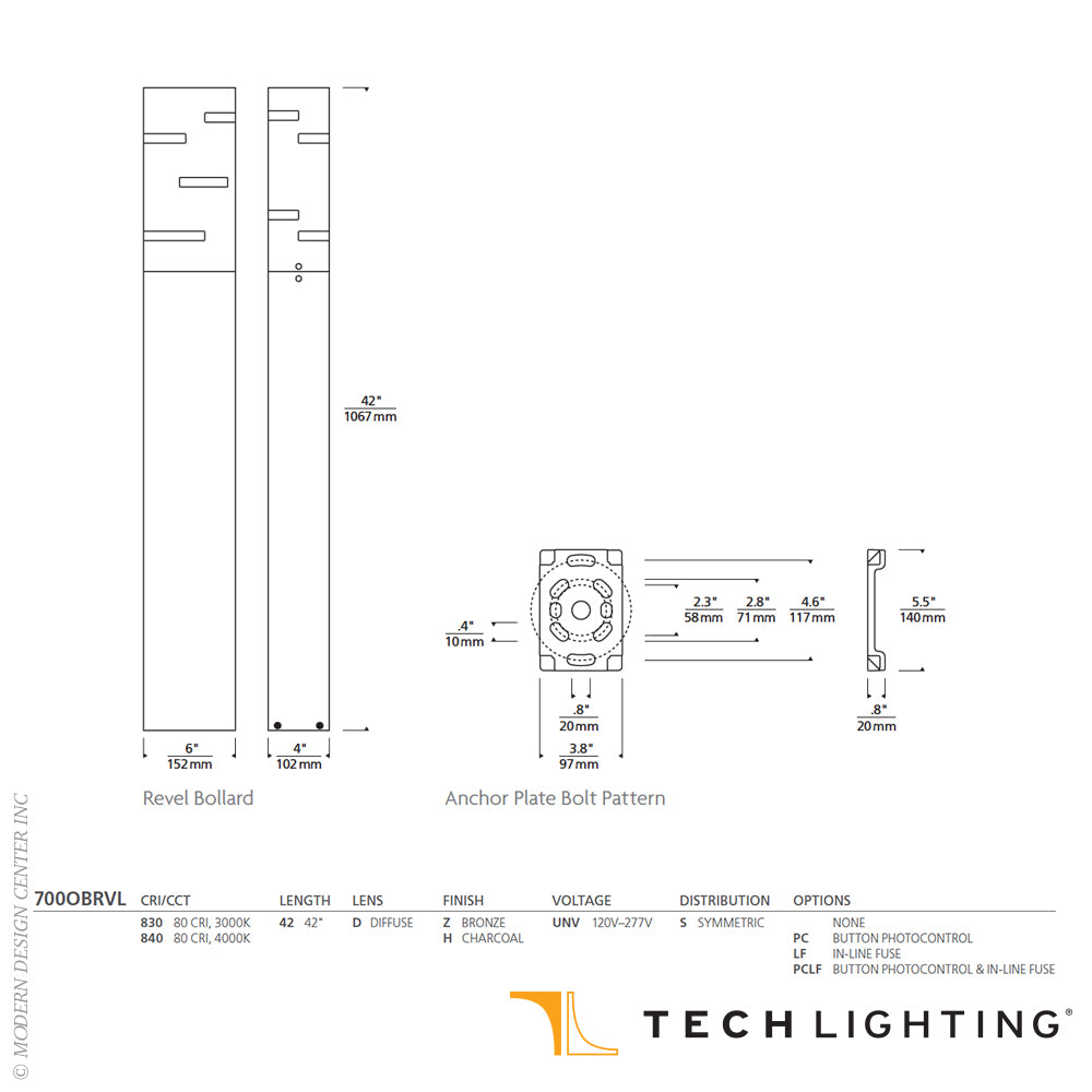 Revel LED Outdoor Bollard by Visual & Comfort & Co