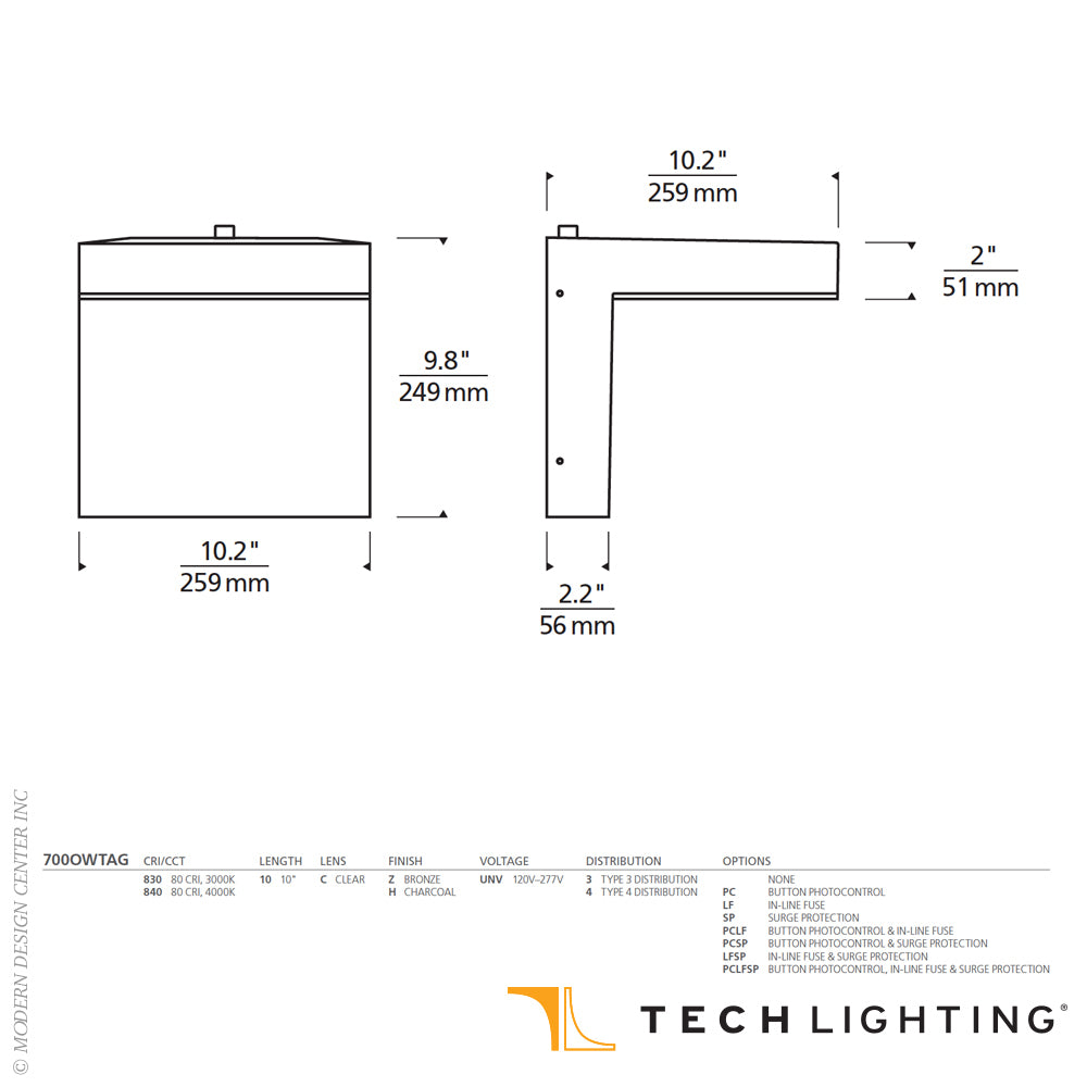 Taag 10 LED Outdoor Wall Pack Light IP65 8889 Lumens by Visual & Comfort & Co