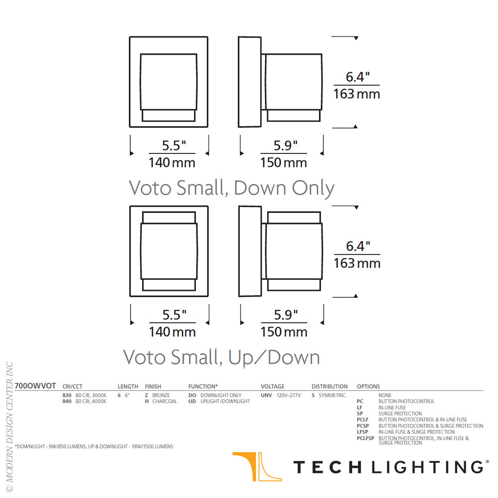 Bronze Outdoor Sconce Voto 6 2700K 4000K LED by Visual & Comfort & Co