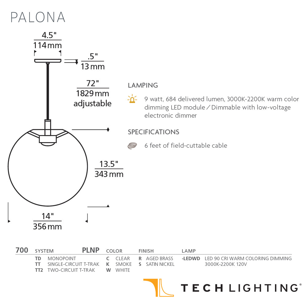 Palona Smoke Clear Glass Pendant Light 700Tdplnp by Visual & Comfort & Co