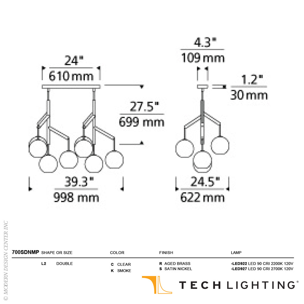 Sedona Double Tier Glass Chandelier by Visual & Comfort & Co