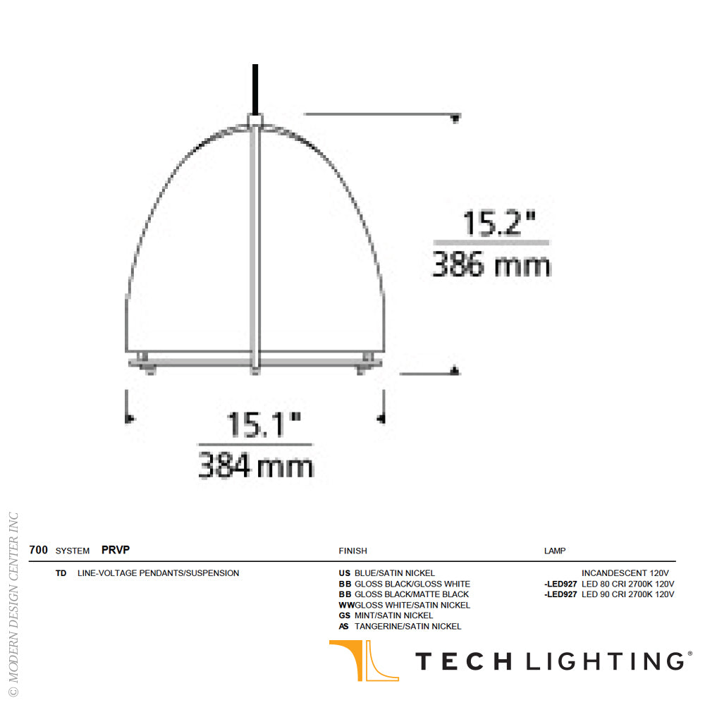 Visual Comfort Paravo 15 Inch Black Pendant Light 700Tdprvpu 