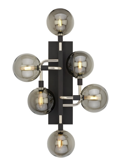 Visual Comfort Viaggio Led Wall Sconce Smoke/Polished Nickel