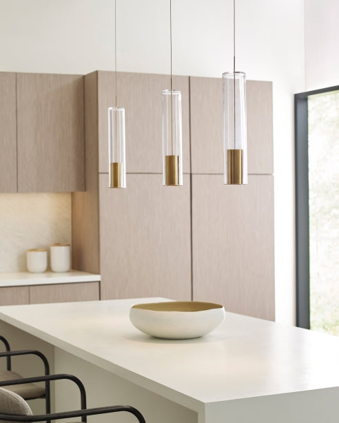 Captra Pendant Satin Nickel Clear by Visual Comfort