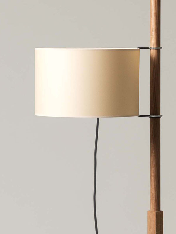 TMM adjustable floor lamp with beige parchment shade and elegant wood finish for bedrooms