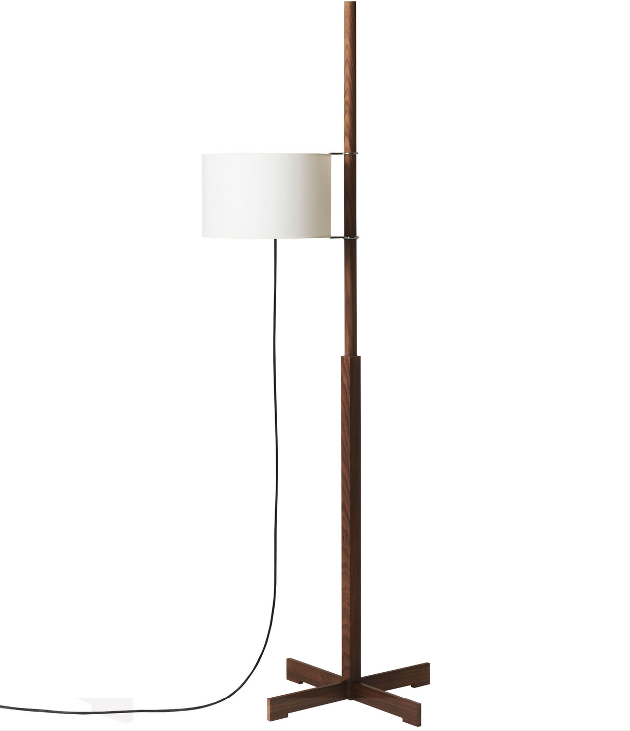 Modern walnut wood floor lamp with soft diffused light for luxury residential and hospitality interiors