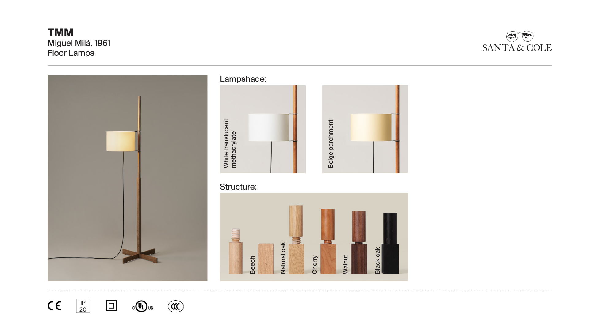 TMM parchment shade floor lamp with modern wood base for residential and commercial use