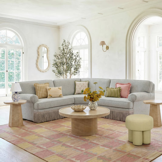 Darcy Faux Travertine Indoor/Outdoor Concrete Round Coffee Table by TOV Furniture – photo 2 of 9