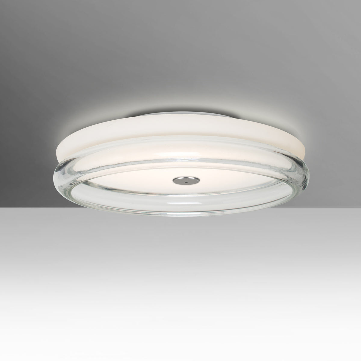 Besa Topper 12 flush mount – Opal/Clear glass, studio view (Besa’s studio photo)
