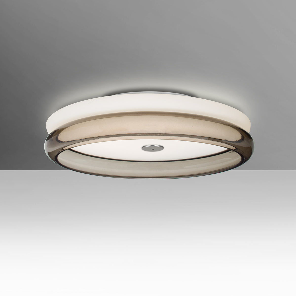Besa Topper 12 flush mount – Opal/Smoke glass, studio view (Besa’s studio photo)