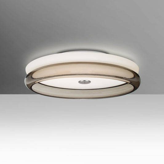 Besa Topper 12 flush mount – Opal/Smoke glass, studio view (Besa’s studio photo)