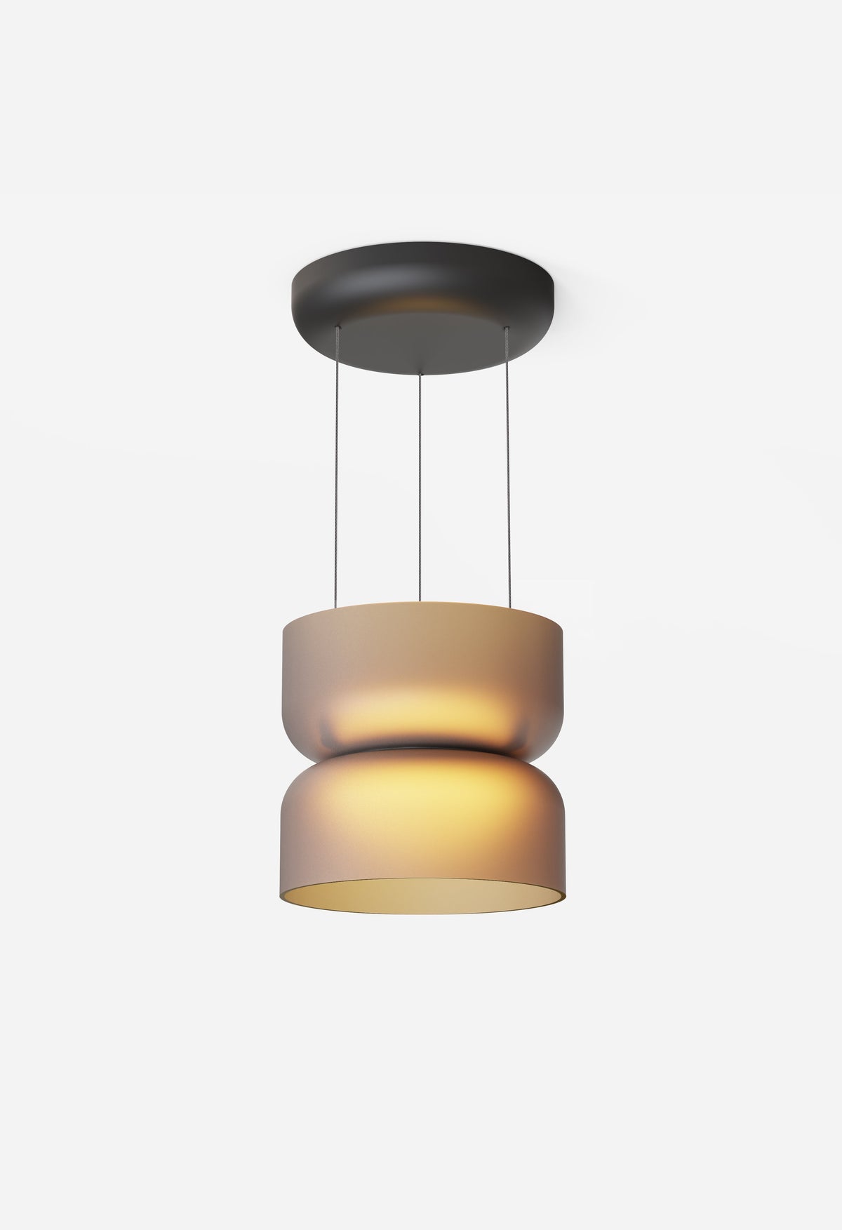 Totem Mini glass pendant, black canopy, amber glass, studio shot