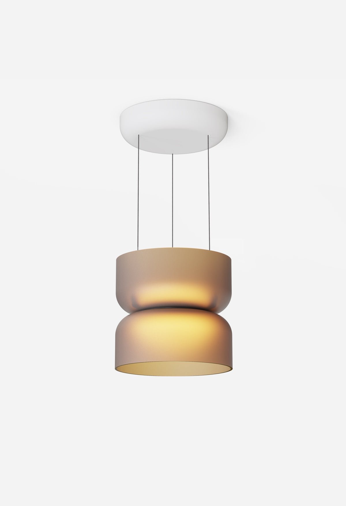 Totem Mini glass pendant, white canopy, amber glass, studio shot