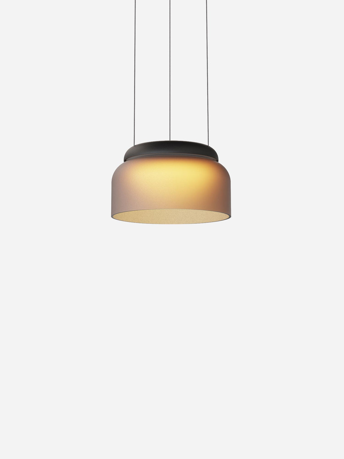 Totem Mini downlight-only glass pendant, black canopy, amber glass, studio shot