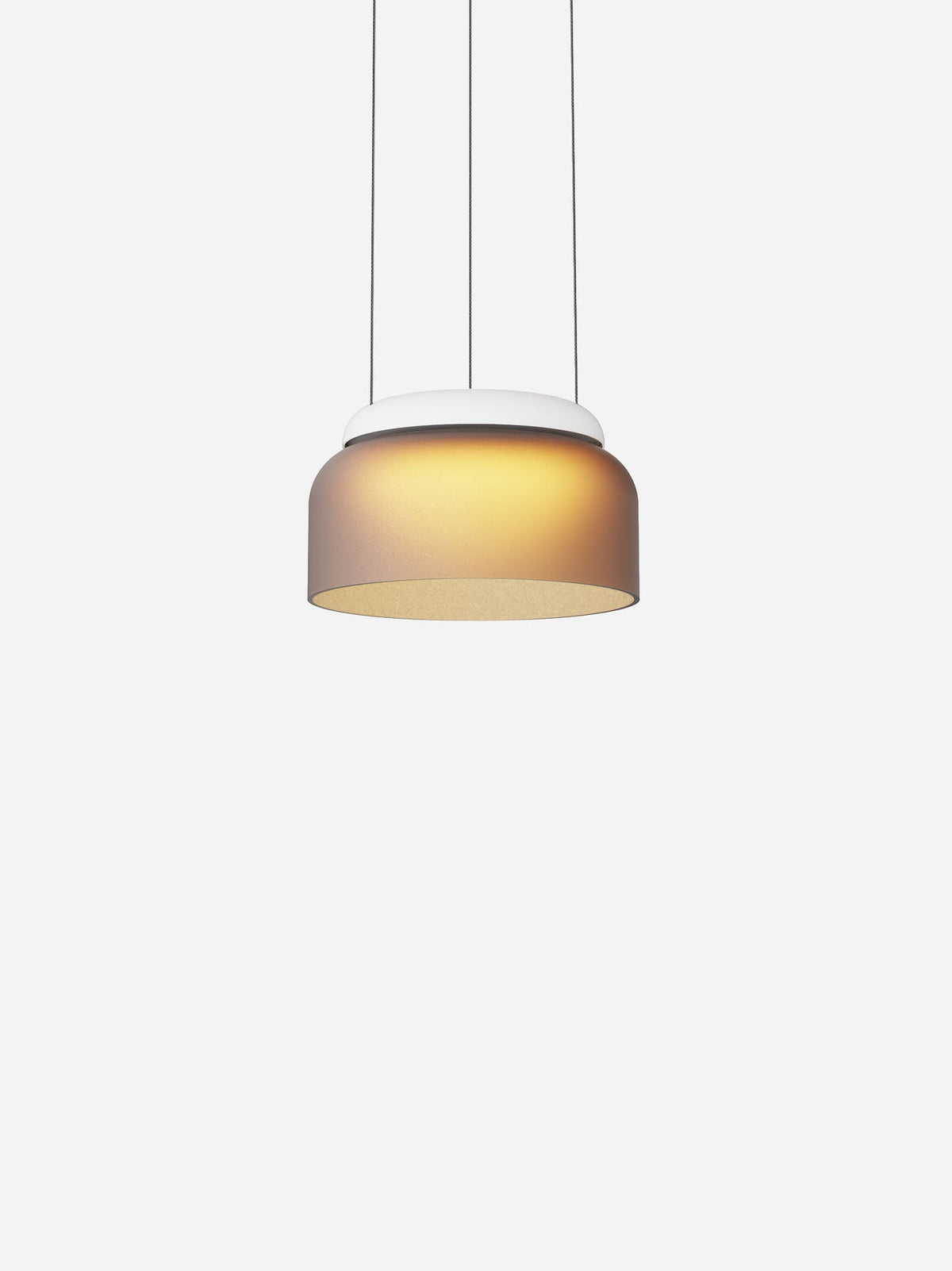 Totem Mini downlight-only glass pendant, white canopy, amber glass, studio shot